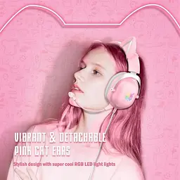 Дротова ігрова гарнітура Onikuma Gaming CAT with LED X11, USB, 3.5mm, 2.2m, pink - мініатюра 6