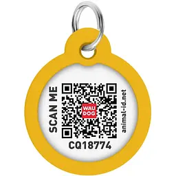Адресник для собак і котів Waudog Smart ID з QR паспортом Градієнт помаранчевий 30 мм - мініатюра 3