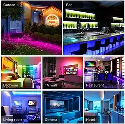 Світлодіодна стрічка 5м різнокольорова смуга RGB Bluetooth 5050 MEIQ-IT RGB strip light - мініатюра 5