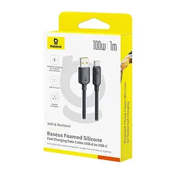 USB кабель Baseus Foamed Silicone USB to Type-C 100W 1m чорний E0426800 - мініатюра 2