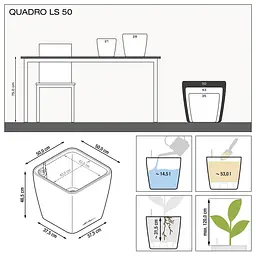 Вазон Lechuza Quadro Premium LS, 53 л, білий (16280) - мініатюра 4