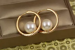 Сережки Xuping Jewelry кільце з перлиною 2.3 см золотисті - мініатюра 2