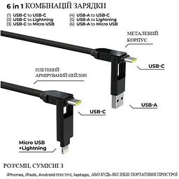 Кабель Rolling Square inCharge XL 2 м чорний (XLM01R) - мініатюра 6