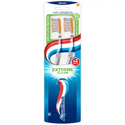 Зубна щітка Aquafresh Extreme Clean Medium 1+1, середня, в ассортименті, 2 шт. - мініатюра 3