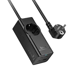 Мережевий подовжувач Hoco NS9 Wisdom 1-position (PD67W/3C1A) Desktop Socket Black