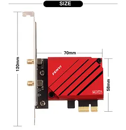 Мережева карта PCI-E Fenvi FV-BE8800 Wi-Fi 7 тридіапазонний адаптер модуль Bluetooth 5.4 Black Red (19127) - мініатюра 3