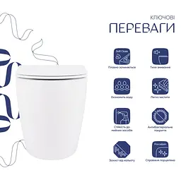Унітаз підвісний Qtap Robin Ultra Quiet, з сидінням Slim Duroplast/ Soft-close/ Quick Release QT13332381AW - мініатюра 3