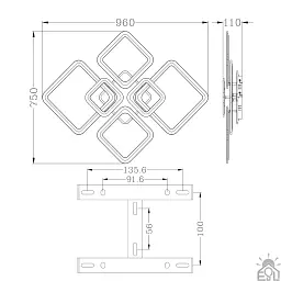 Смарт люстра керована світлодіодна OVAL ICE RGB 7S 120 Вт SMART 960x750x110 мм Біла ESLLSE - мініатюра 6