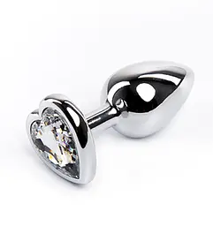 Анальна пробка Fantasy Silver Butt Plug Heart-Shaped M 8 см (білий) - мініатюра 4