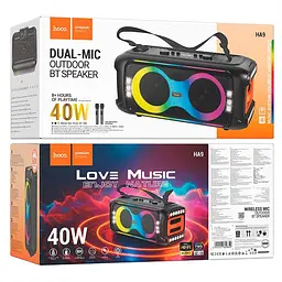 Портативна акустика Hoco HA9 Kayman dual-mic outdoor BT5.4 40W караоке з 2 мікрофонами бездротова - мініатюра 7