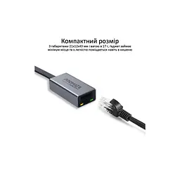 Адаптер Promate USB-C to RJ45 Ethernet 1000Mbps grey (gigaLink-c.grey) - мініатюра 4