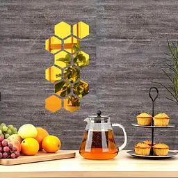 Дзеркальний декор Wall Sticker SW-00002515 акриловий самоклеючий 80х70 мм 12 шт. золото - мініатюра 6