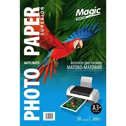 Фотопапір Magic A3+ 329x483 мм двосторонній матовий 260 г/м2 50 шт Білий (11034)