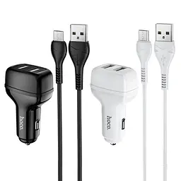 Автомобільне зарядне пристрій HOCO Z36 Leader 2USB/2,4A + Cable Micro чорний 4+1 - мініатюра 2