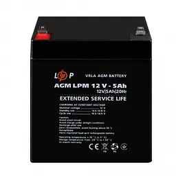 Акумулятор LogicPower AGM LPM 12V - 5 Ah - мініатюра 2