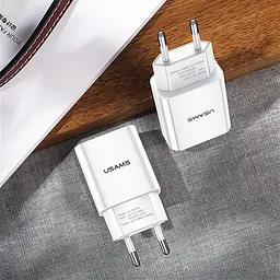 Мережевий зарядний пристрій Usams US-CC090 T24 2.1A Dual USB Travel Charger білий (6958444982588) - мініатюра 3