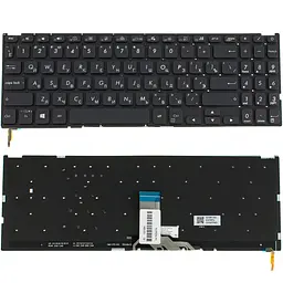 Клавіатура для ноутбука ASUS (X509 series) rus, black, без фрейму, підсвічування клавіш (оригінал)