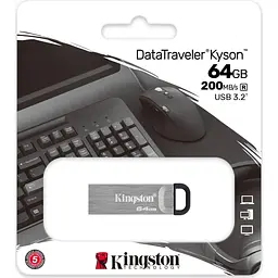 Флеш-накопичувач Kingston DataTraveler Kyson 64Gb USB3.2 Silver-Black (DTKN/64GB) - мініатюра 3