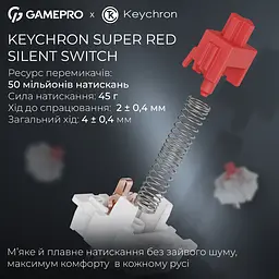 Клавіатура GamePro Asgard Drakkar Keychron Super Red Switch Wireless/Bluetooth/USB Black бездротова (MK305BK) - мініатюра 14