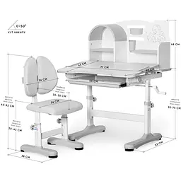 Комплект меблів Mealux Octo Grey: стіл + стільчик + полиця (BD-33 G)  - мініатюра 2