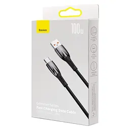 USB кабель Baseus Glimmer Series Fast Charging Data Cable USB to Type-C 100W 1m чорний CADH000401 - мініатюра 2