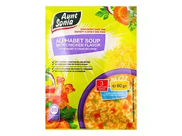 Суп швидкого приготування Aunt Sonia 60г "Алфавіт" зі смаком курки