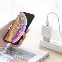 Зарядний пристрій Hoco C72A USB білий + кабель USB to Lightning