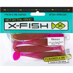 Силікон X-Fish Minnox 4" Lox Rose Red & Black Flake (4шт/уп) - мініатюра 2