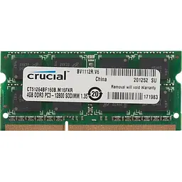 Оперативна пам'ять для ноутбука Crucial SO-DIMM 2Rx8 DDR3L 4GB 1600MHz PC3L-12800 1.35v/1.5v Б/В