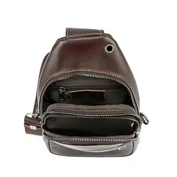 Сумка-слінг чоловіча шкіряна TDING BAG 8010C шоколад - мініатюра 2
