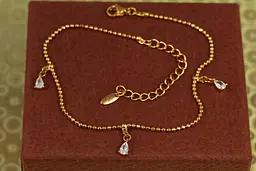 Браслет Xuping Jewelry на ногу перлина з трьома крапельками 22 см 1 ммподовжувач 6 см золотистий