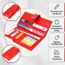 Вертикальний жіночий гаманець із натуральної шкіри Canpellini 21640 червоний - мініатюра 3
