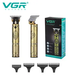 Машинка для стрижки волосся VGR V-085 Gold, тример для бороди, бездротовий окантовочний чоловічий, золотистий - мініатюра 2
