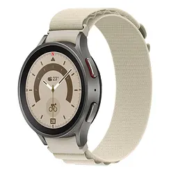 Ремінець для Samsung Galaxy Watch 5 Pro 45mm - білий ширина кріплення 20мм нейлоновий Watchbands Cloth Wave (WBWAVE1WB69837015) - мініатюра 2