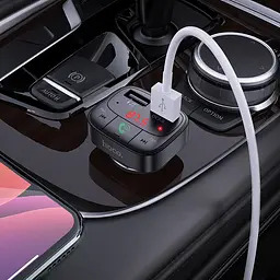 АЗП FM модулятор Hoco E59 Promise 18W (2USB-A) Чорний - мініатюра 4