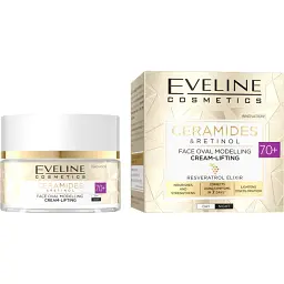 Крем-ліфтинг Eveline Ceramides & Retinol для моделювання овалу обличчя70+ 50 мл - мініатюра 2