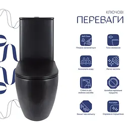 Унітаз підлоговий Qtap Robin Ultra Quiet з сидінням Slim Duroplast/ Soft-close/ Quick Release QT13226083AMB - мініатюра 2