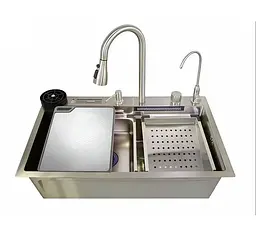 Кухонна мийка з нержавіючої сталі Zerix ZH7546-SET-06 Micro Decor Ss Color з вбудованим змішувачем ZM5590, Нержавіюча сталь
