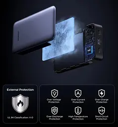 Повербанк Ugreen 20000 mAh 30W швидка та назкрізна зарядка з індикатором заряду для телефону та роутера - мініатюра 7
