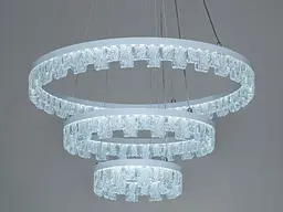 Стильная подвесная LED-люстра для зала Diasha MD78201/600+400+200WH, біла, 105W, Ø60 см, 3 кільця - мініатюра 3
