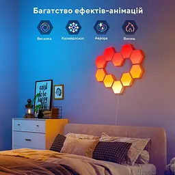 Набір настінних світильників Govee H6061 Glide Hexa Light Panels RGB білий 10 шт. - мініатюра 2