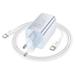 МЗП Hoco N48 Glorious PD65W (1USB-C) + кабель Type-C to Type-C Blue - мініатюра 3