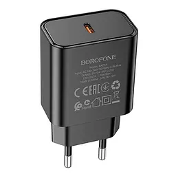 Адаптер мережевий BOROFONE Power single port charger BA71A 1Type-C 20W чорний