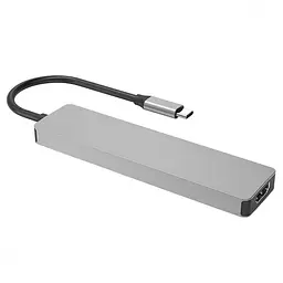 USB-Хаб Proove Type-C-Хаб Iron Link 7 in 1 (2*Type-C + 2*USB3.0 + HDMI + SD/TF) silver (HBIL00222004) - мініатюра 2