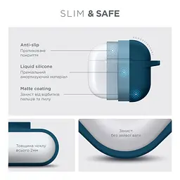 Силіконовий чохол для навушників Apple AirPods 4, Hang Case, синій, ультратонкий захисний кейс товщиною 2 мм, захист від подряпин, пилу та ударів, компактний, з карабіном для кріплення, ArmorStandart (ARM81281) - мініатюра 3