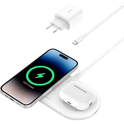 Зарядний пристрій BELKIN 2в1 15Вт Pad Qi2, білий (WIZ021VFWH) - мініатюра 4