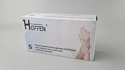 Рукавички одноразові вінілові прозорі HOFFEN, розмір S, 100 шт, неопудрені, для огляду, клінінгу та сервісу