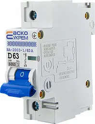 Модульний автоматичний вимикач 1р - 63А - D - ВА-2003 АСКО-УКРЕМ (A0010030007) - мініатюра 3