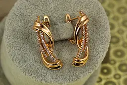 Сережки Xuping Jewelry Кантик 2,8 см золотисті - мініатюра 3