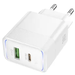 Мережевний зарядний пристрій Hoco CS112A Lounge PD30W+QC3.0 1USB-A/1C White - мініатюра 3